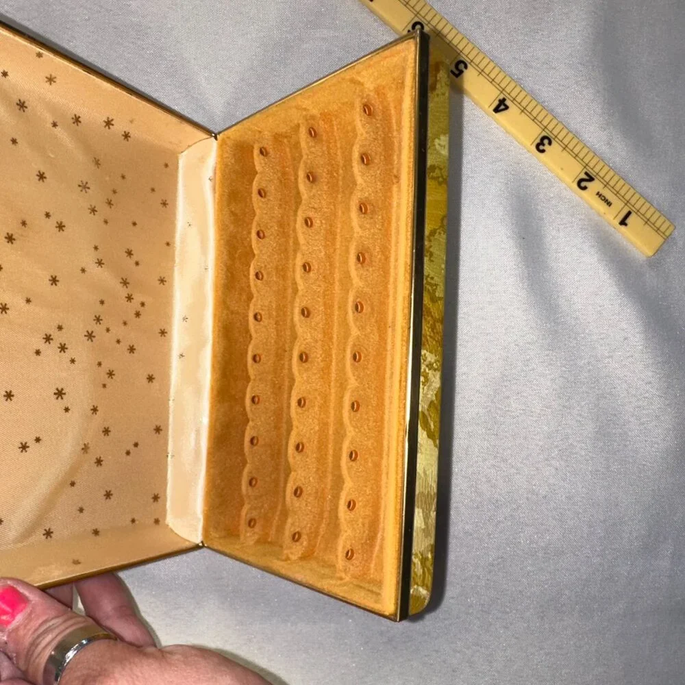 Mele Clamshell Hard Case Floral Vintage 1970's Travel Jewelry Box 7" x 4.75" - Picture 10 of 10